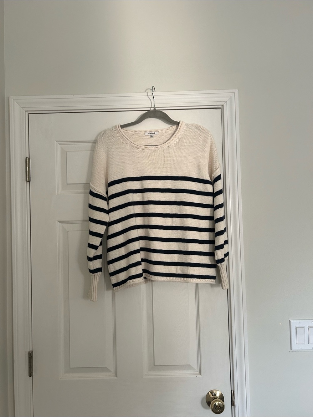 Madewell Cream & Black Striped Scoopneck Sweater